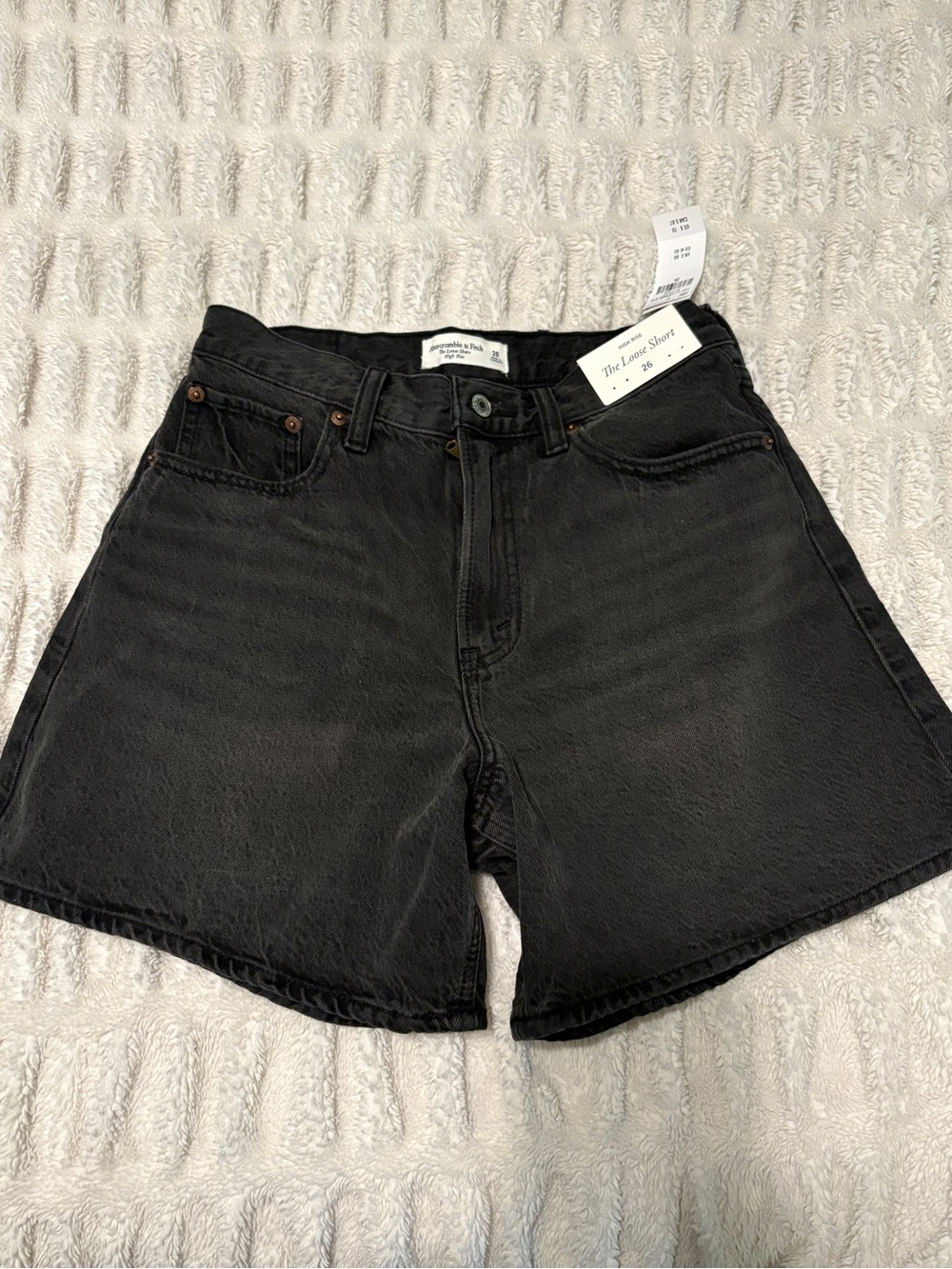 High-Rise Black Denim Women’s Shorts